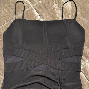 Emerald Sundae Black Ruched Midi Skirt